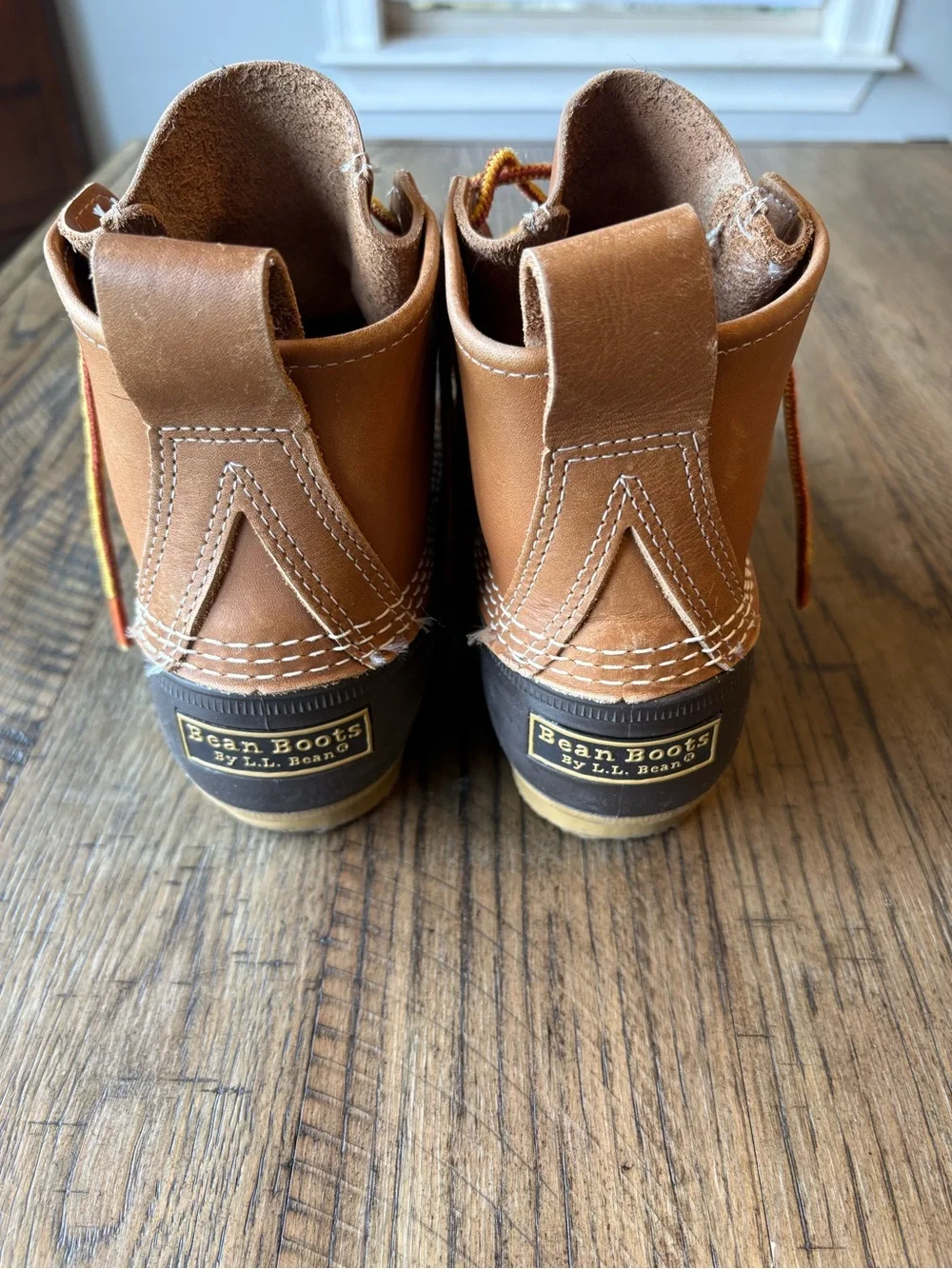 L.L. Bean Brown Leather and Black Rubber Duck Boots